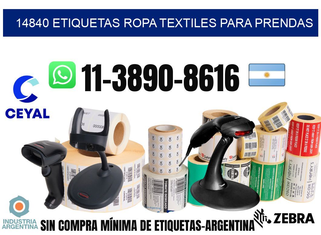 14840 Etiquetas ropa textiles para prendas