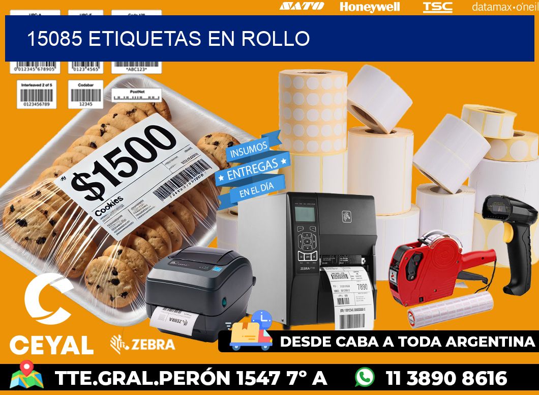 15085 etiquetas en rollo