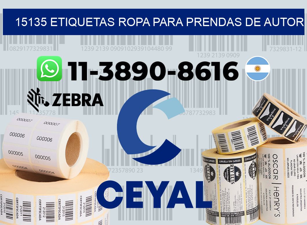 15135 Etiquetas ropa para prendas de autor
