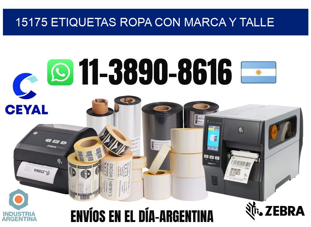 15175 Etiquetas ropa con marca y talle