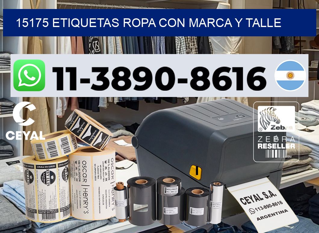 15175 Etiquetas ropa con marca y talle
