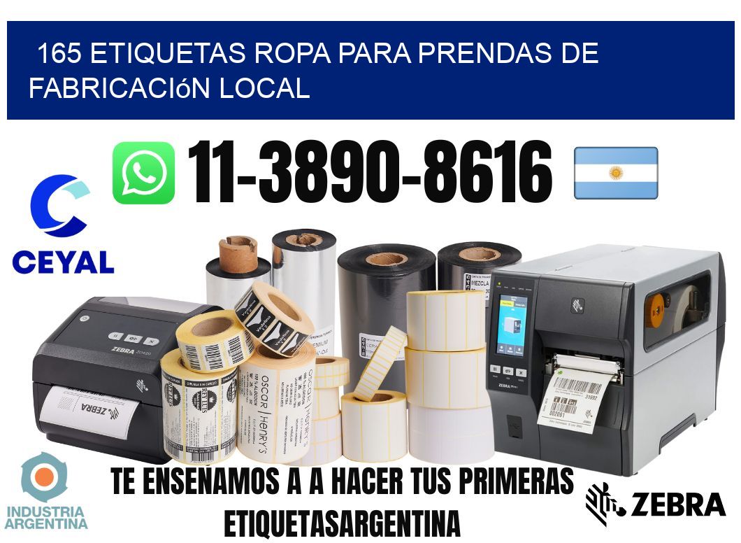 165 Etiquetas ropa para prendas de fabricación local