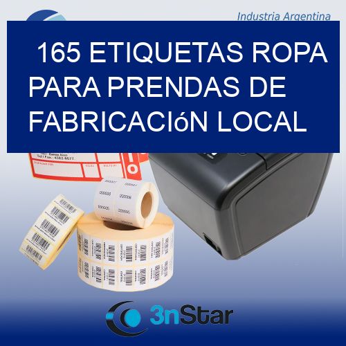 165 Etiquetas ropa para prendas de fabricación local