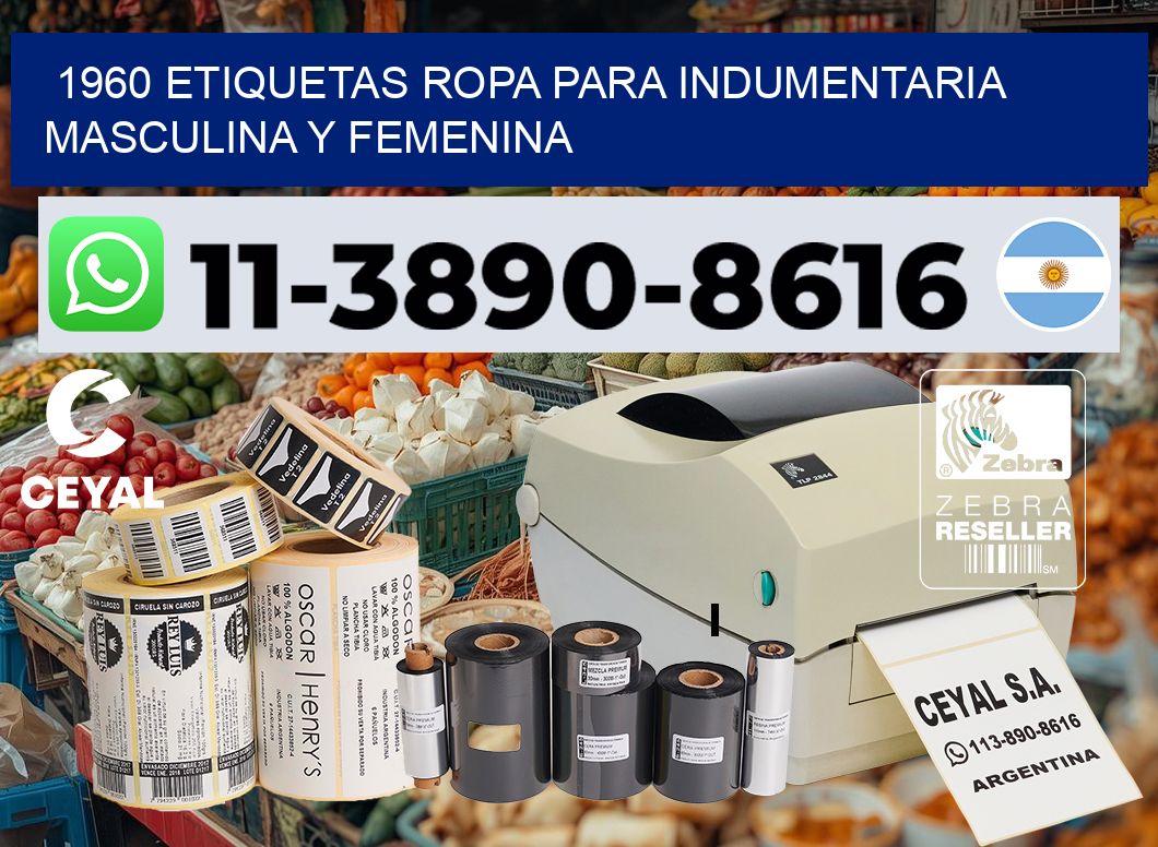 1960 Etiquetas ropa para indumentaria masculina y femenina