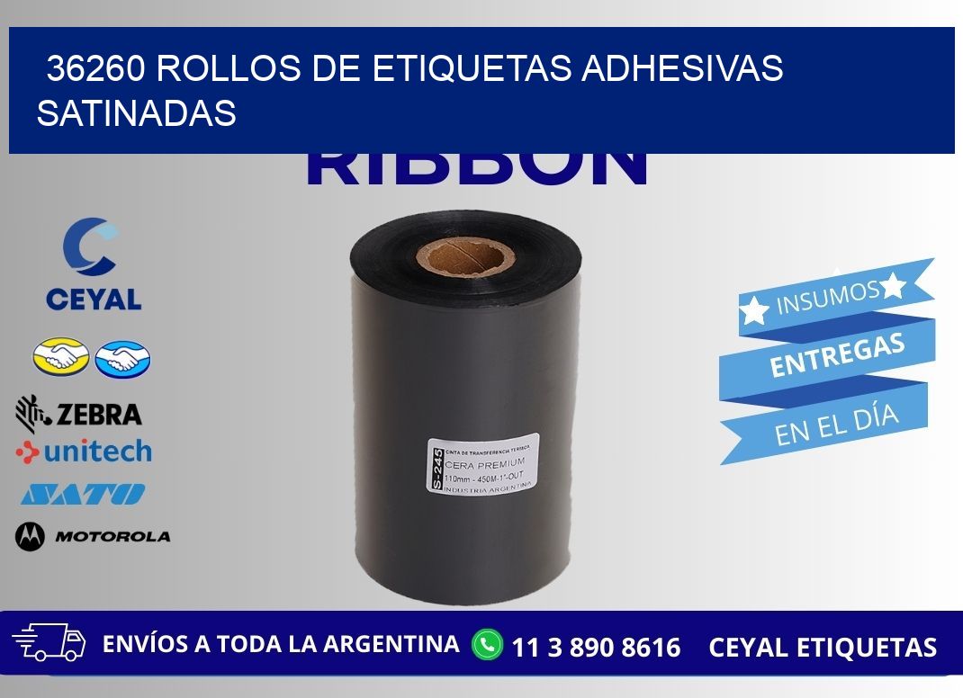 36260 rollos de etiquetas adhesivas satinadas