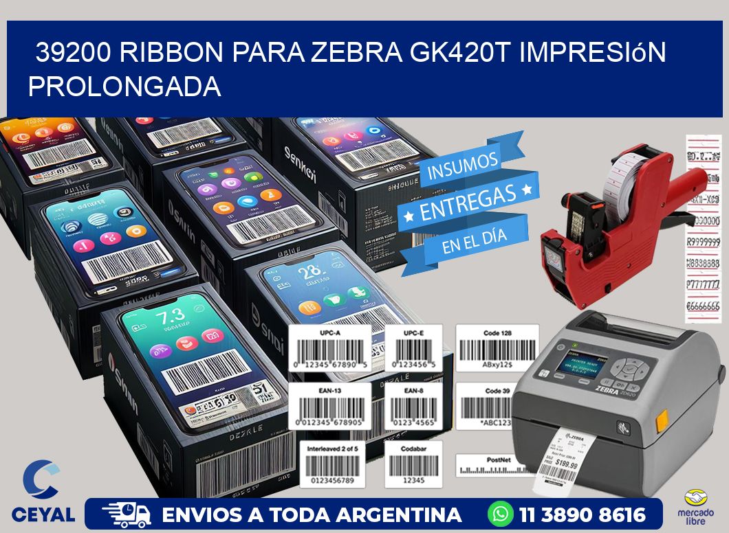 39200 ribbon para zebra gk420t impresión prolongada