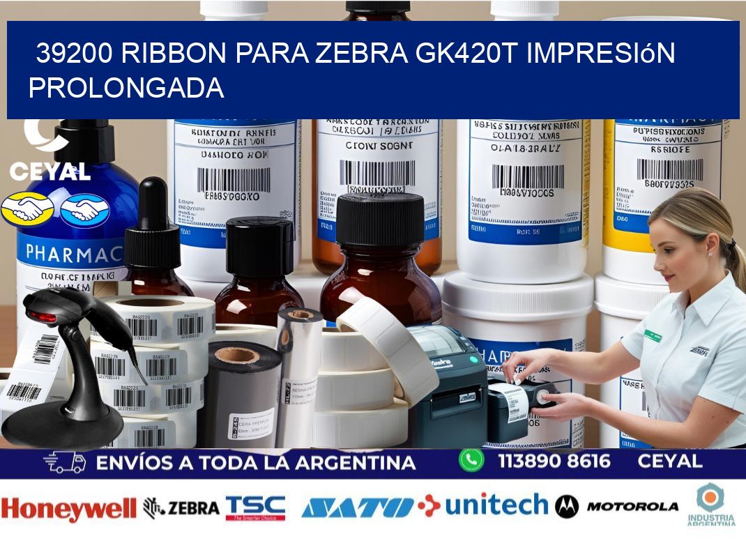 39200 ribbon para zebra gk420t impresión prolongada