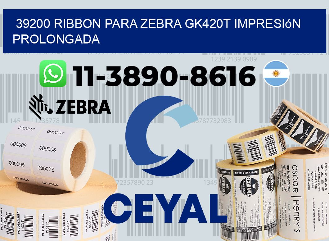 39200 ribbon para zebra gk420t impresión prolongada