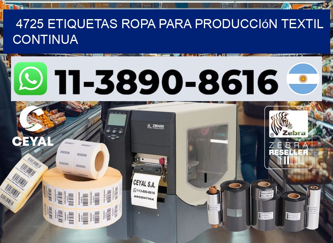 4725 Etiquetas ropa para producción textil continua