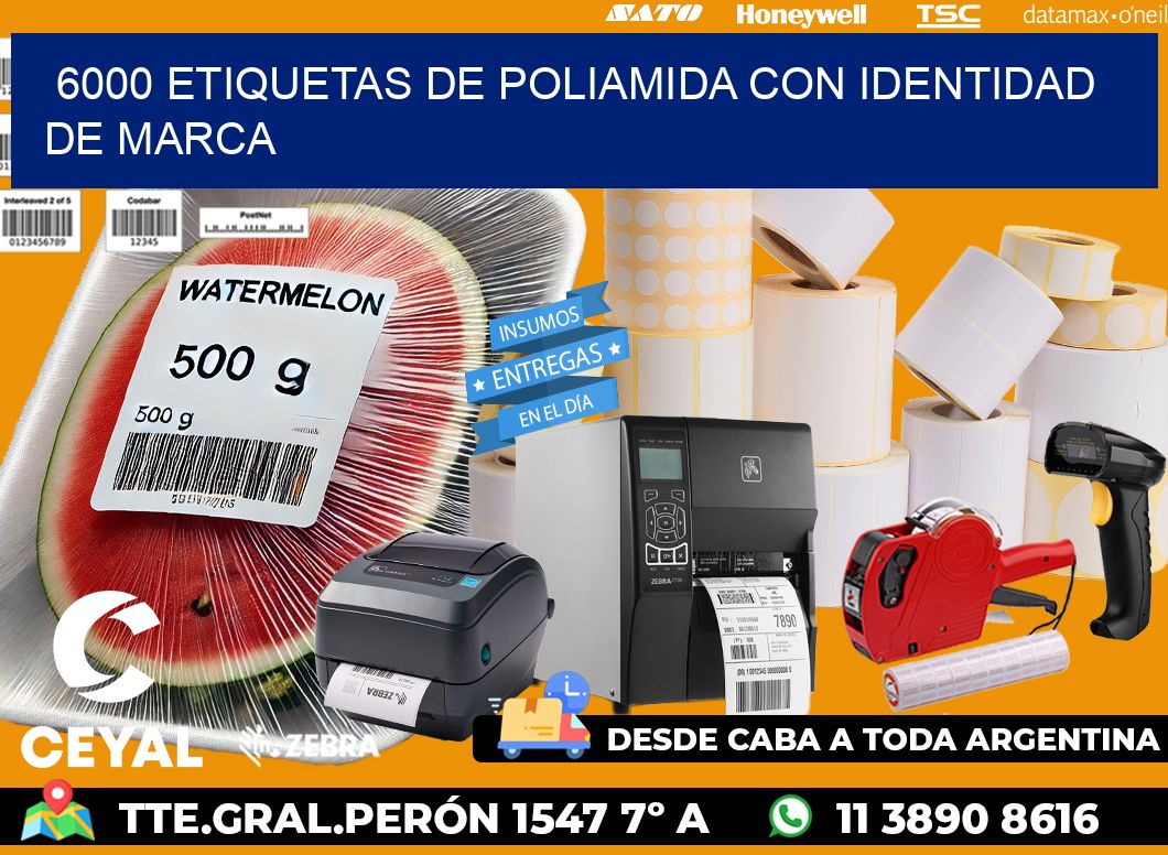 6000 Etiquetas de poliamida con identidad de marca