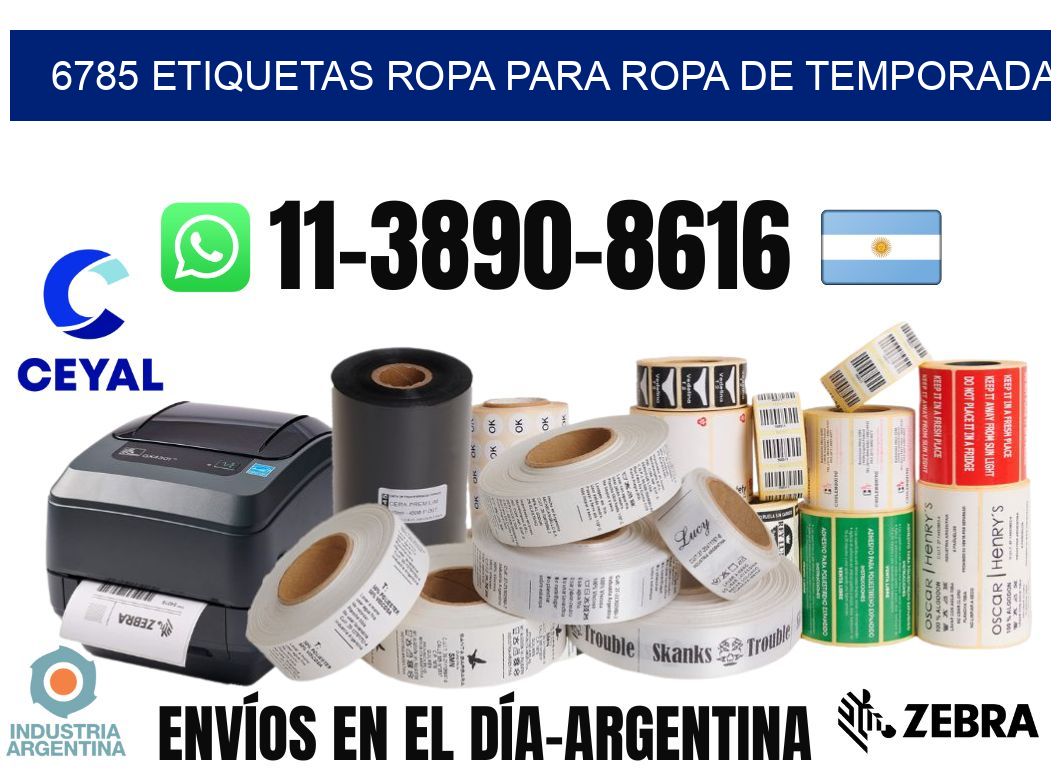 6785 Etiquetas ropa para ropa de temporada