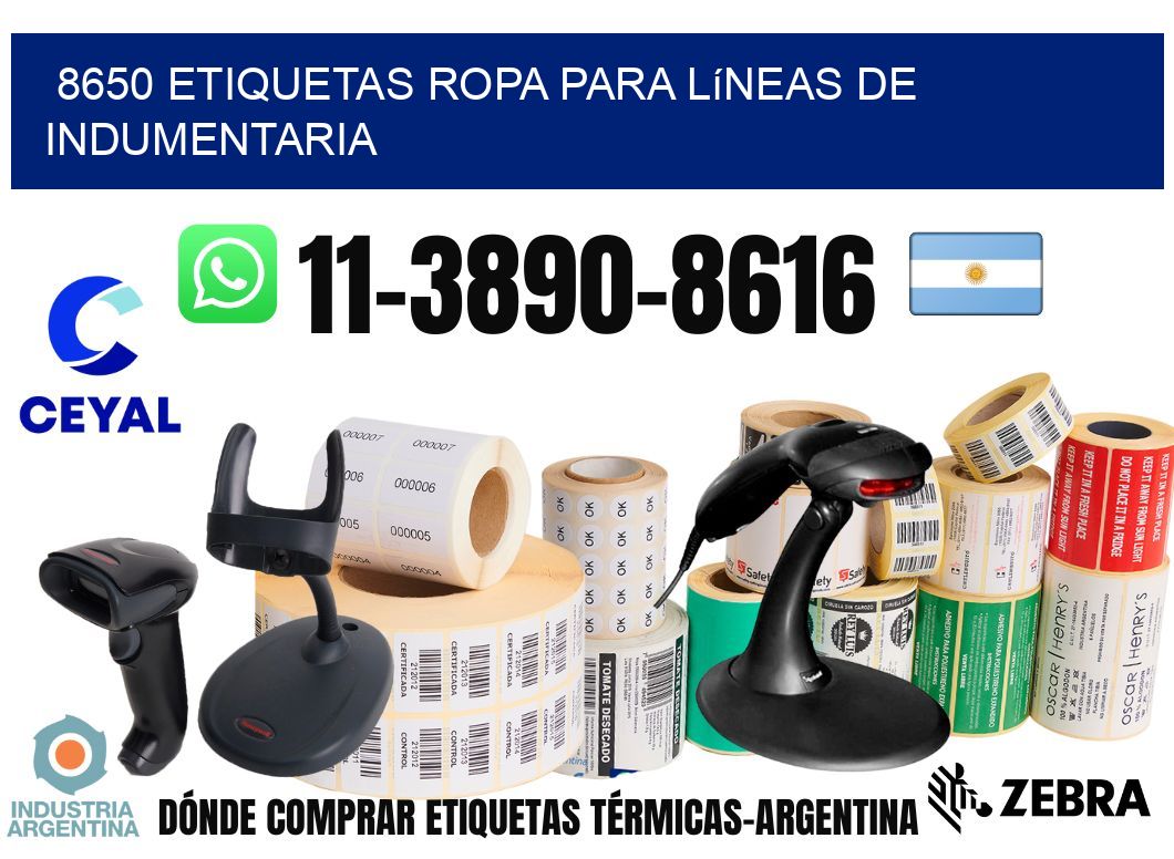 8650 Etiquetas ropa para líneas de indumentaria