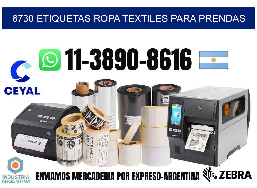 8730 Etiquetas ropa textiles para prendas