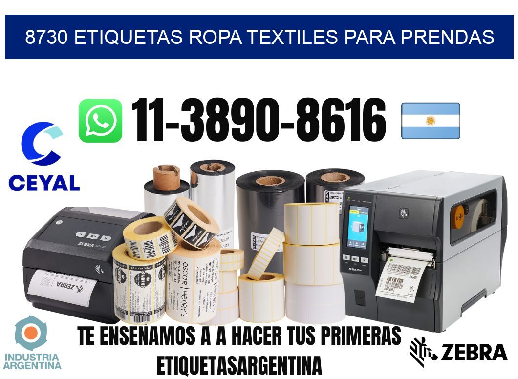 8730 Etiquetas ropa textiles para prendas