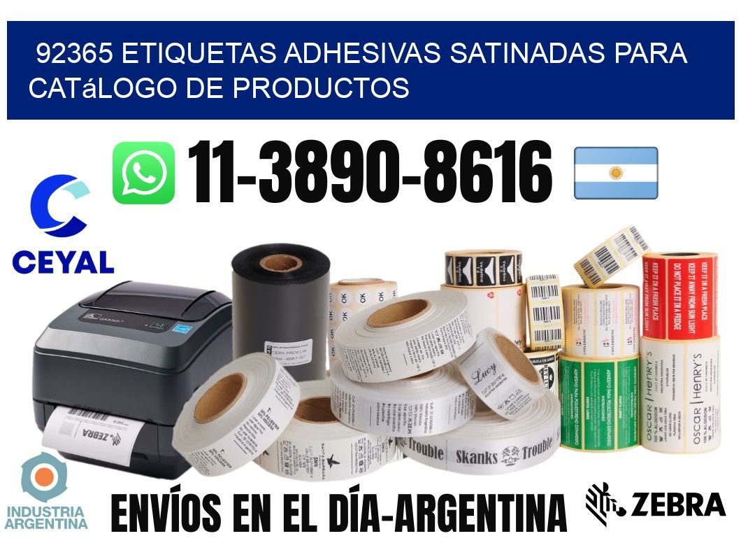 92365 etiquetas adhesivas satinadas para catálogo de productos