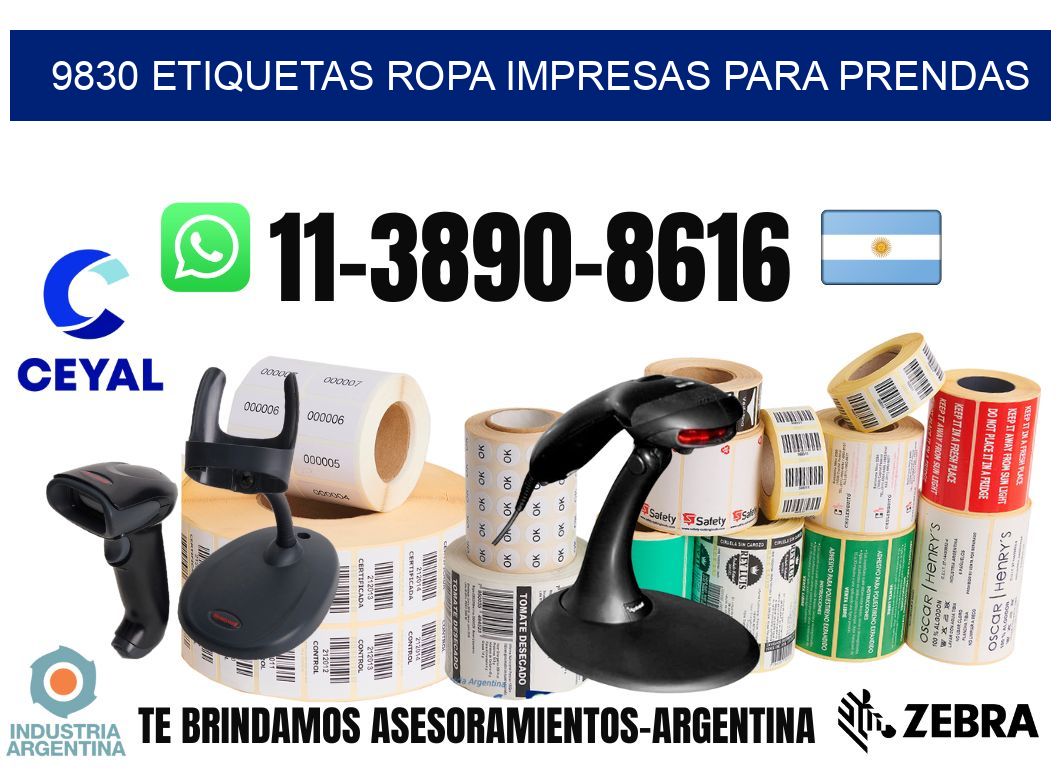 9830 Etiquetas ropa impresas para prendas