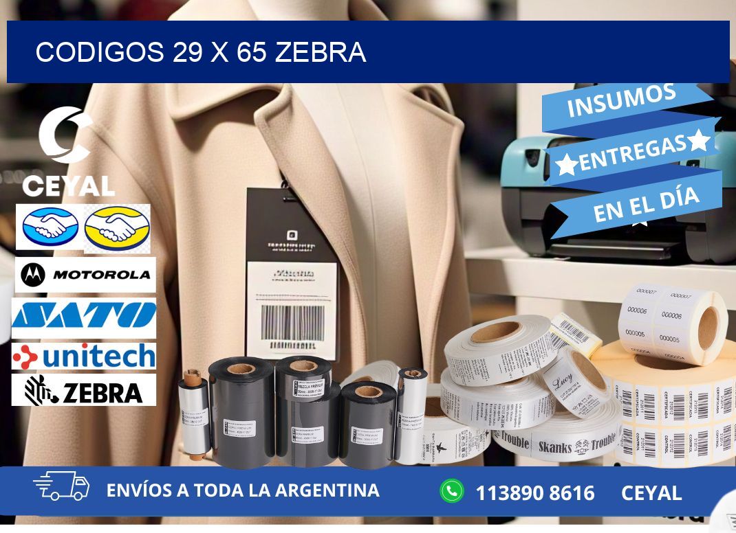 codigos 29 x 65 zebra