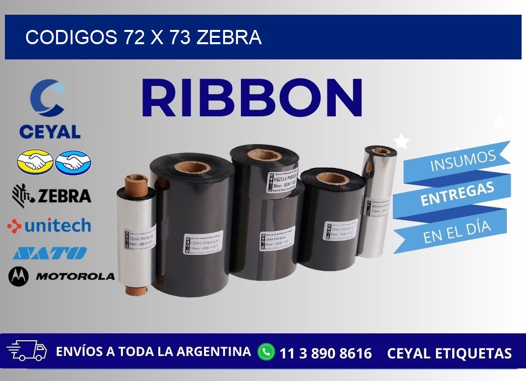 codigos 72 x 73 zebra