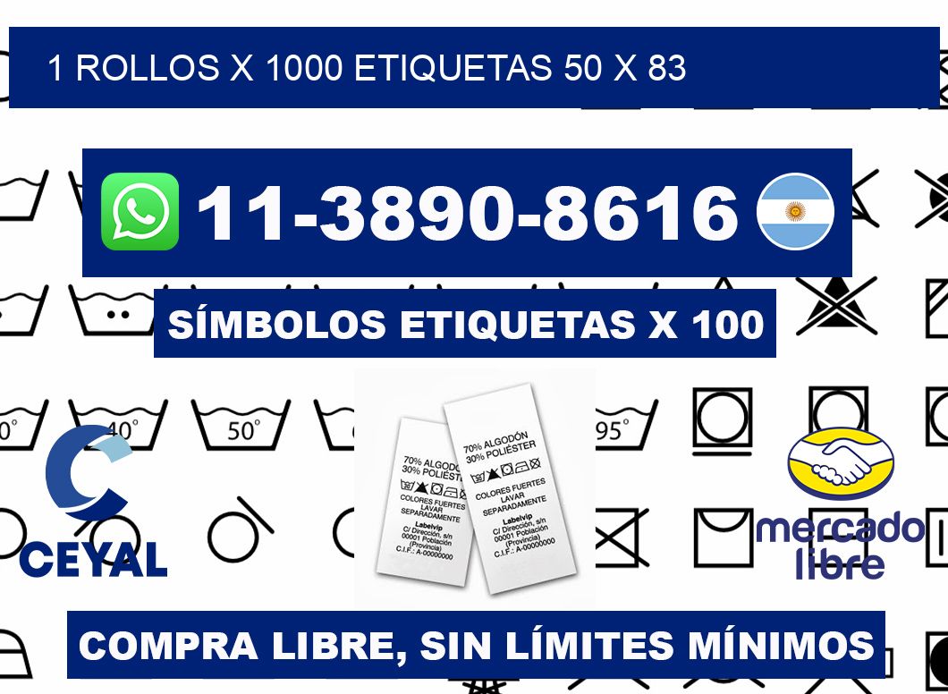 1 rollos x 1000 etiquetas 50 x 83