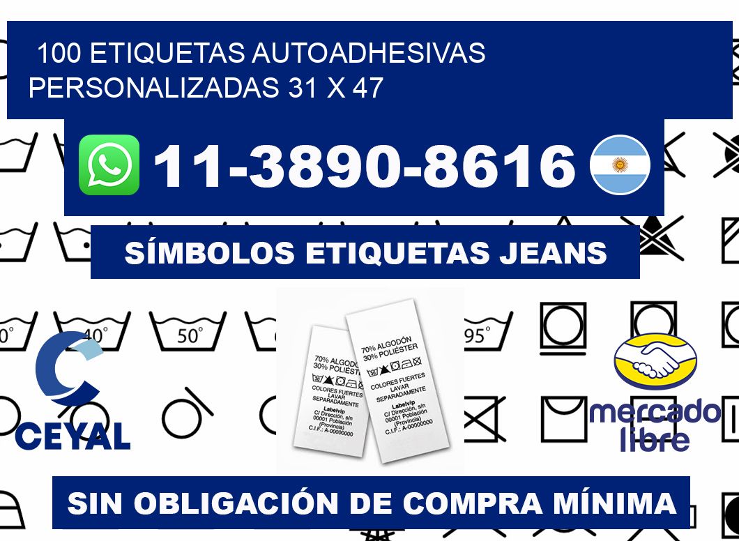 100 Etiquetas autoadhesivas personalizadas 31 x 47