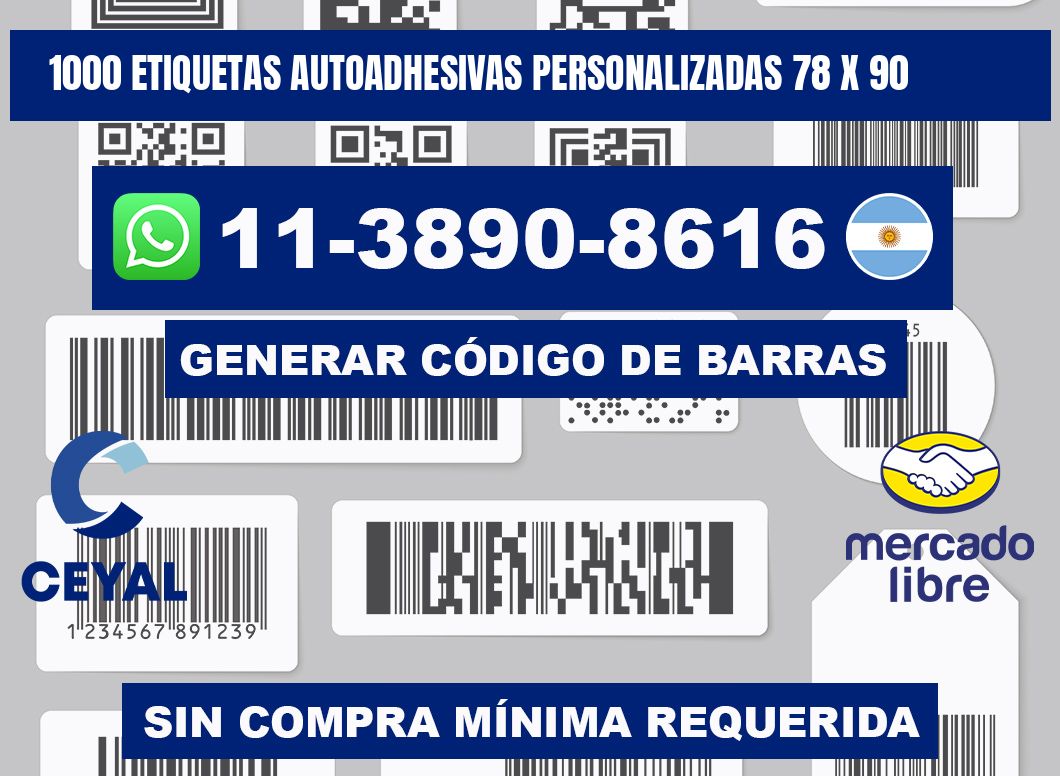 1000 Etiquetas autoadhesivas personalizadas 78 x 90