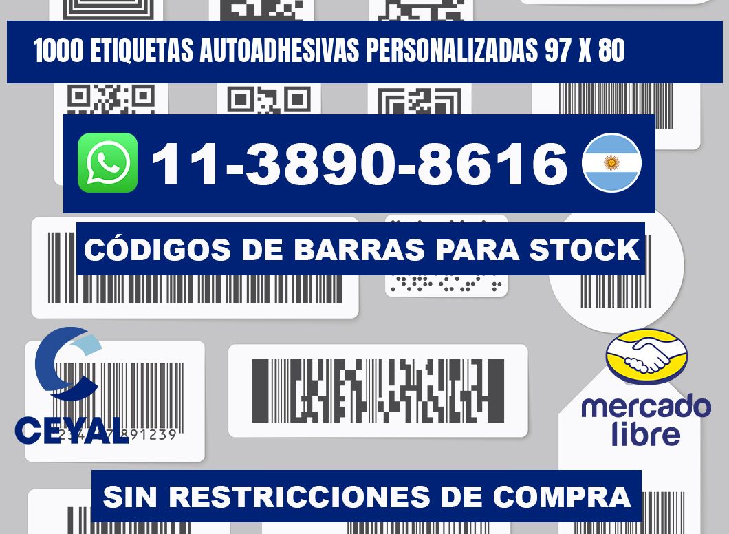 1000 Etiquetas autoadhesivas personalizadas 97 x 80