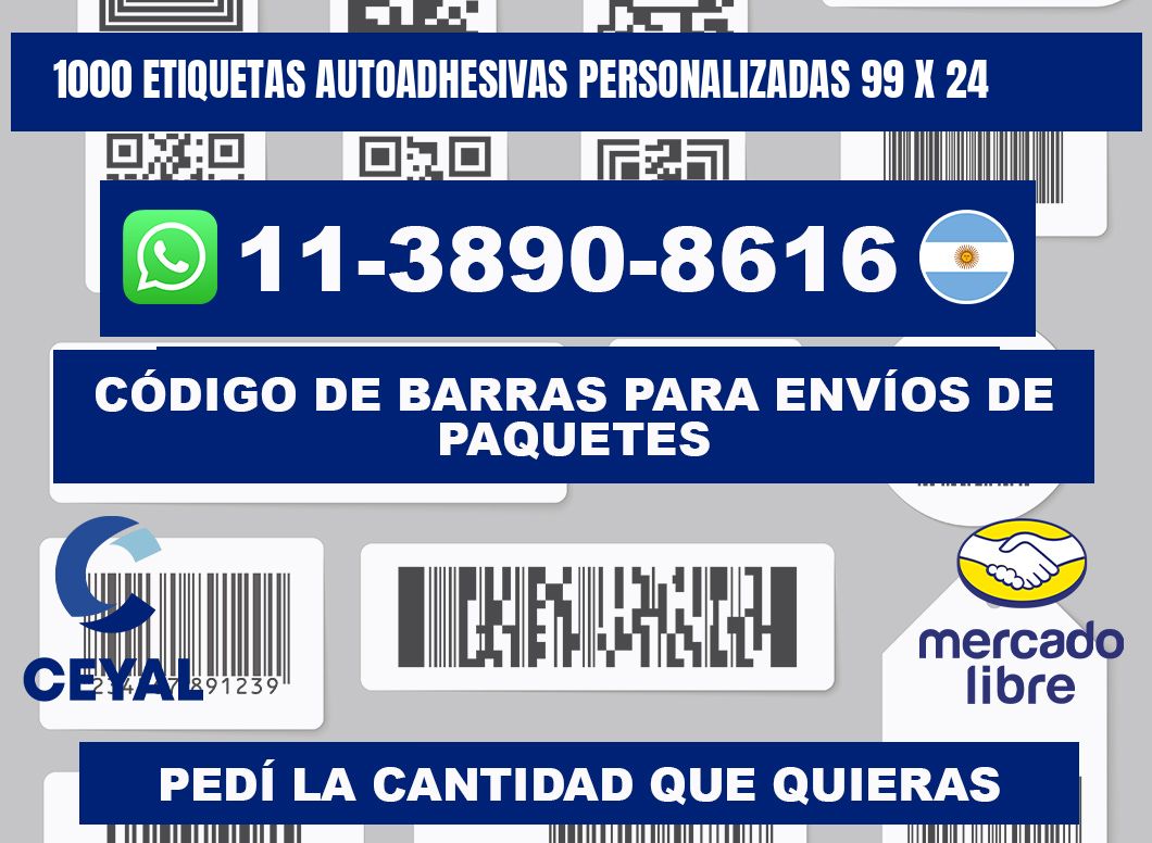 1000 Etiquetas autoadhesivas personalizadas 99 x 24