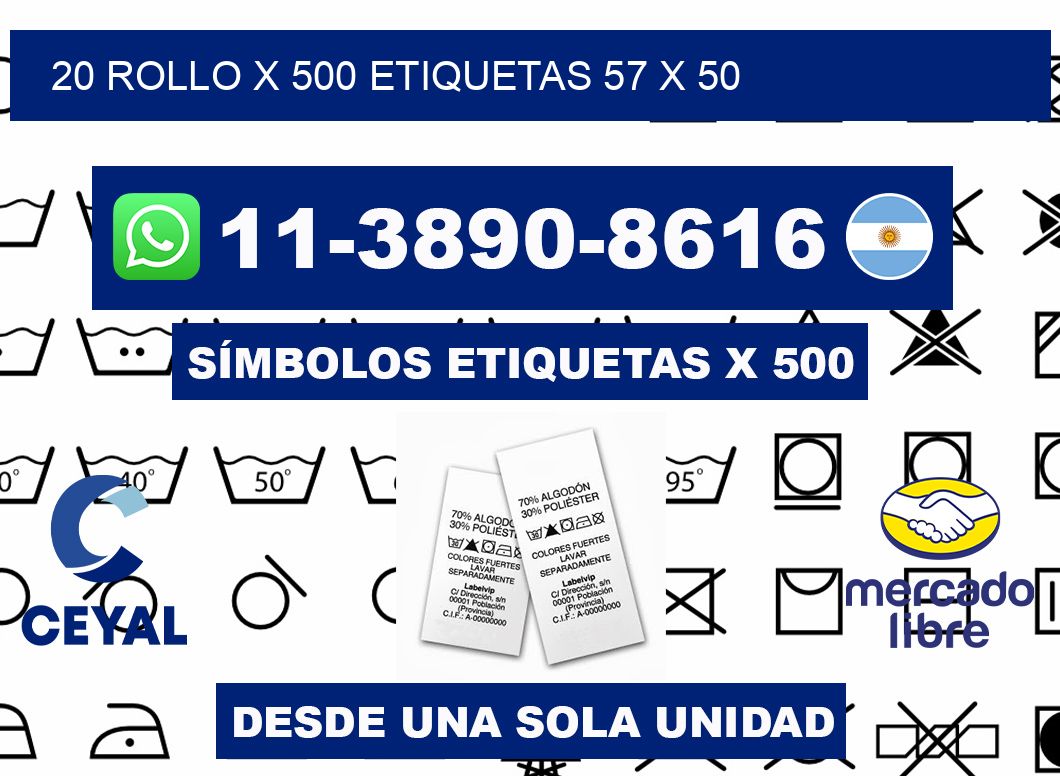 20 rollo x 500 etiquetas 57 x 50
