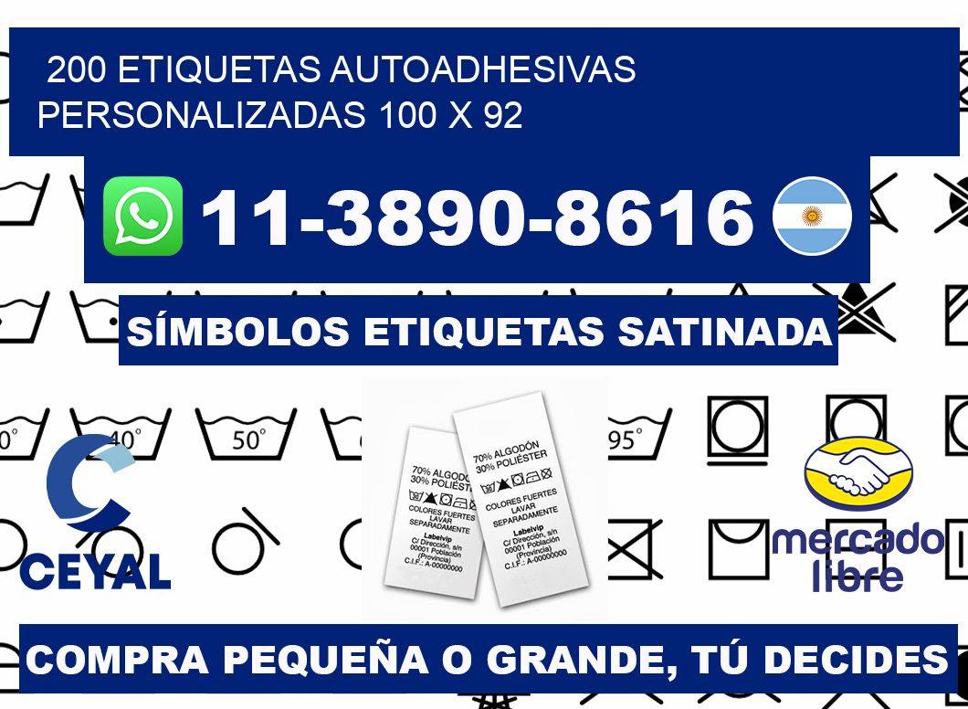 200 Etiquetas autoadhesivas personalizadas 100 x 92