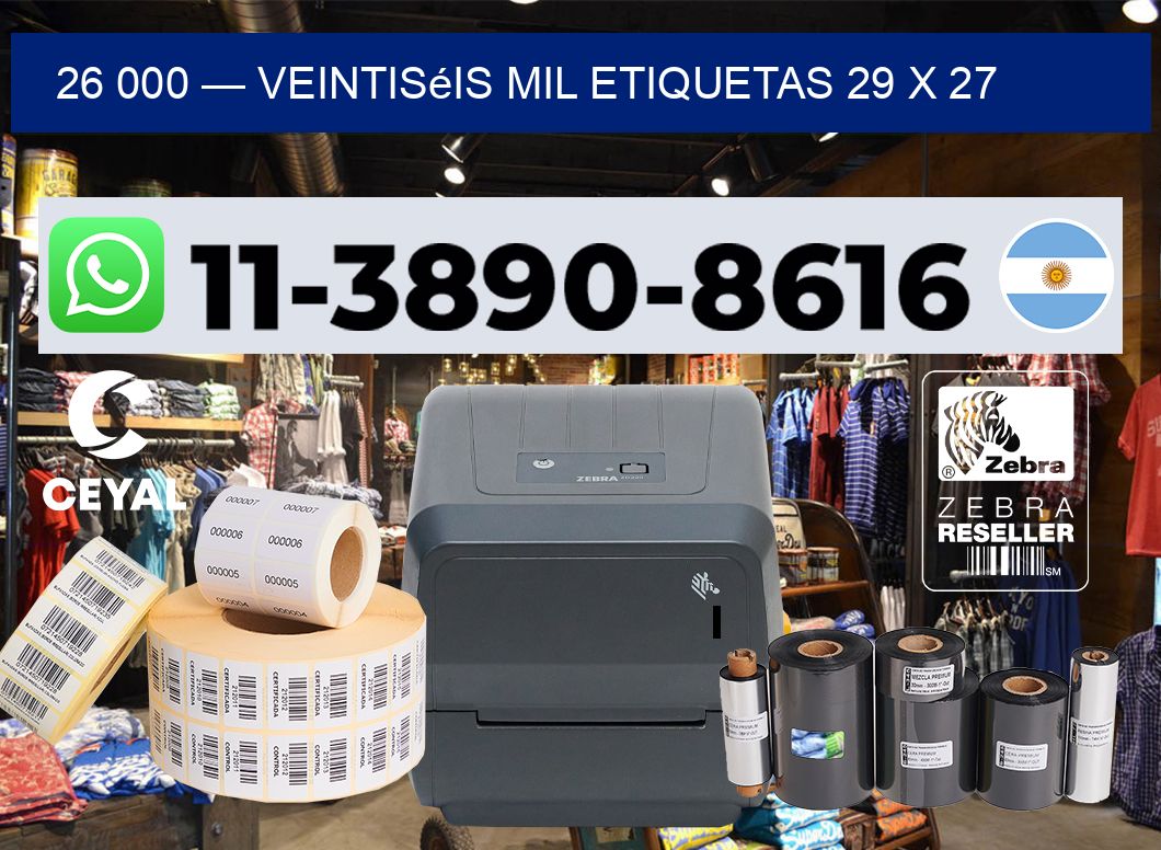 26 000 — veintiséis mil etiquetas 29 x 27