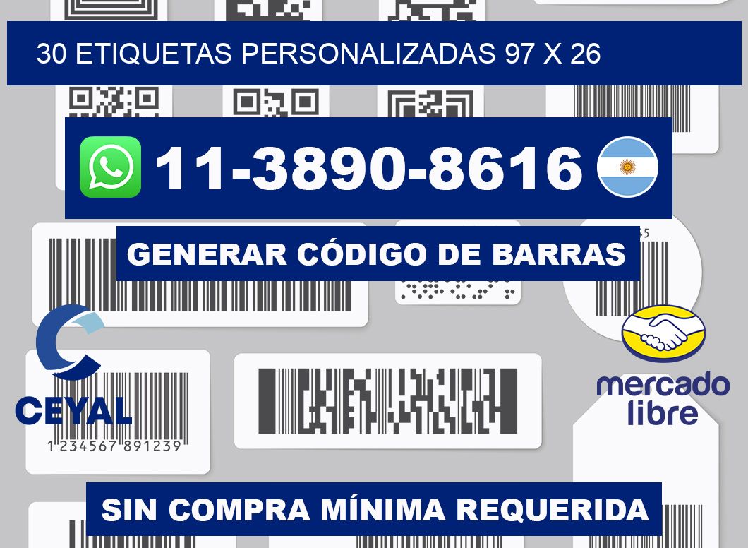 30 ETIQUETAS PERSONALIZADAS 97 x 26