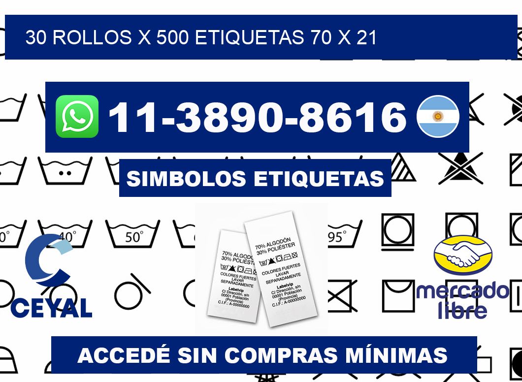30 rollos x 500 etiquetas 70 x 21