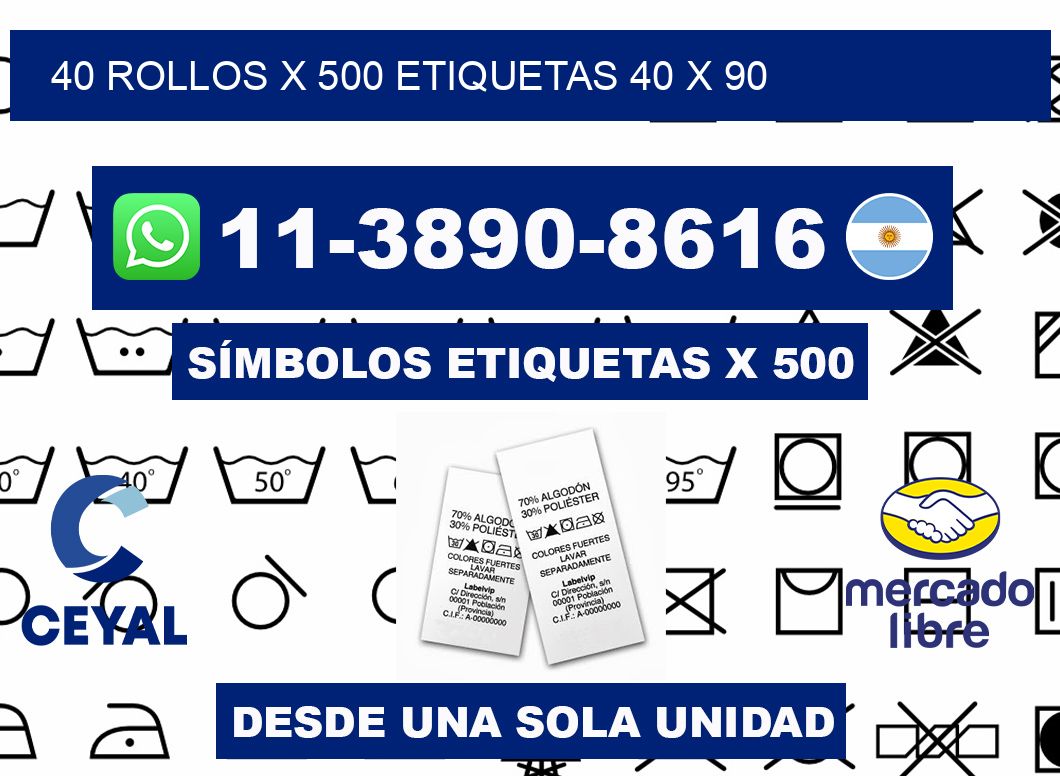 40 rollos x 500 etiquetas 40 x 90