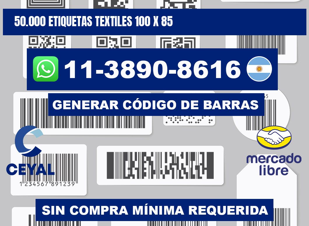 50.000 ETIQUETAS TEXTILES 100 x 85