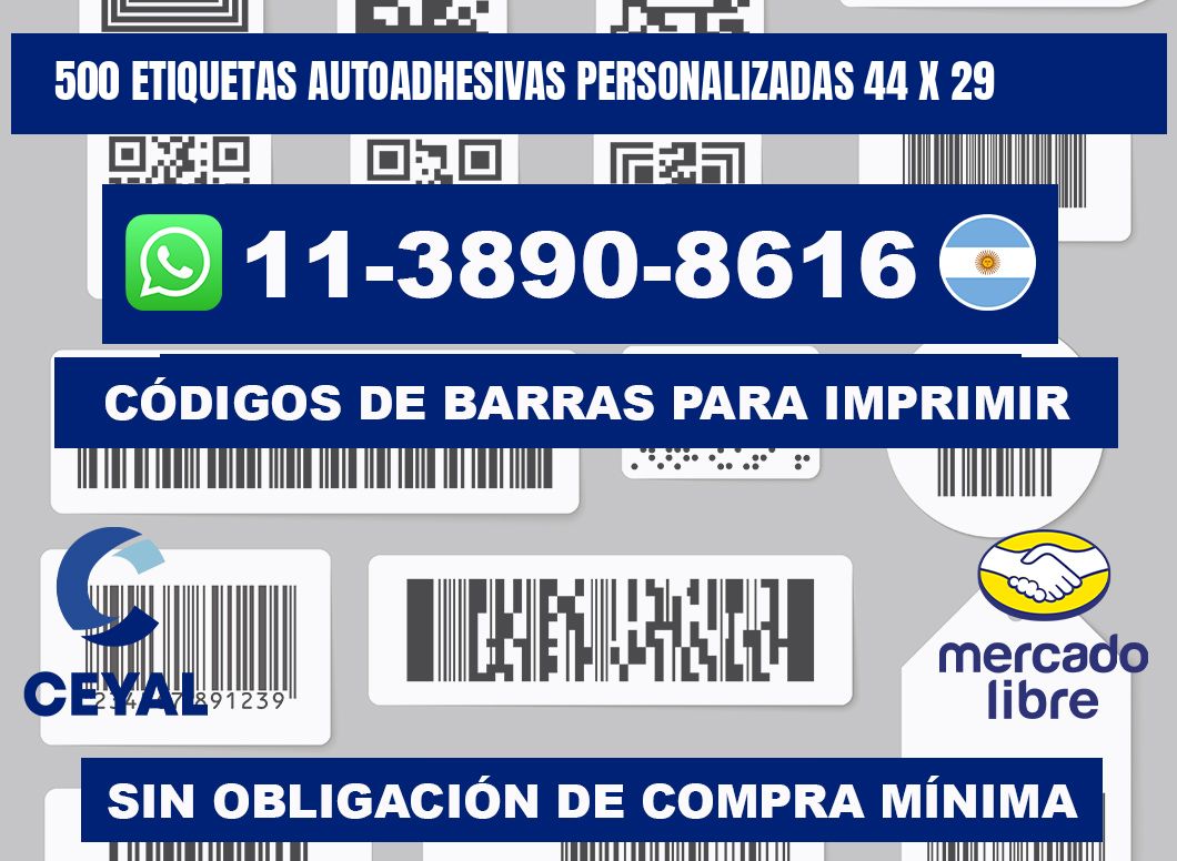 500 Etiquetas autoadhesivas personalizadas 44 x 29