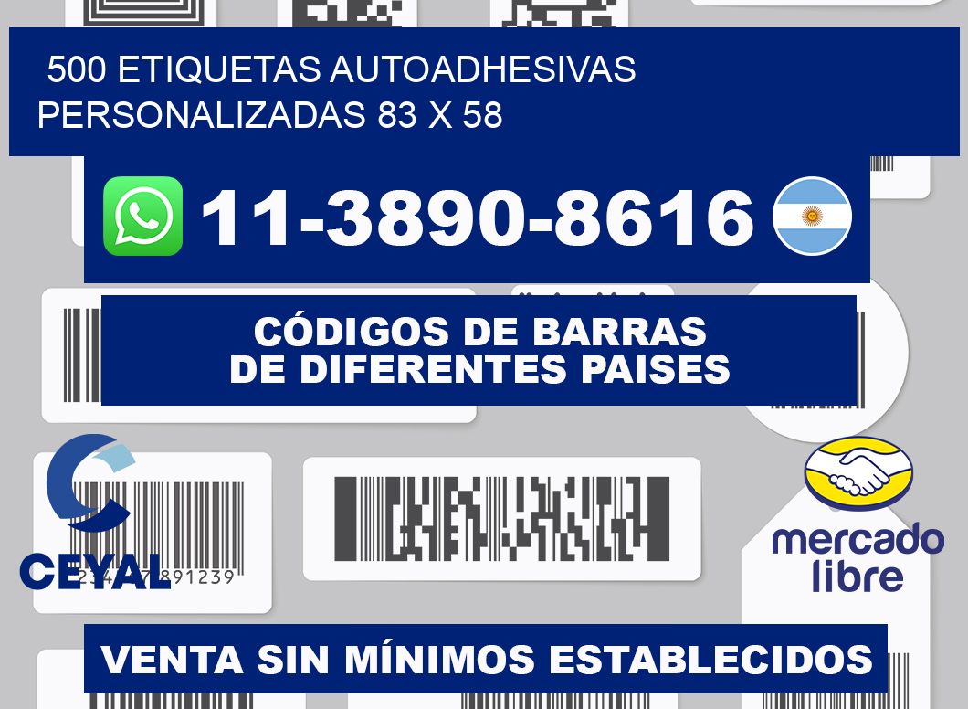 500 Etiquetas autoadhesivas personalizadas 83 x 58