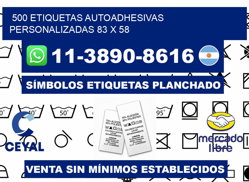 500 Etiquetas autoadhesivas personalizadas 83 x 58