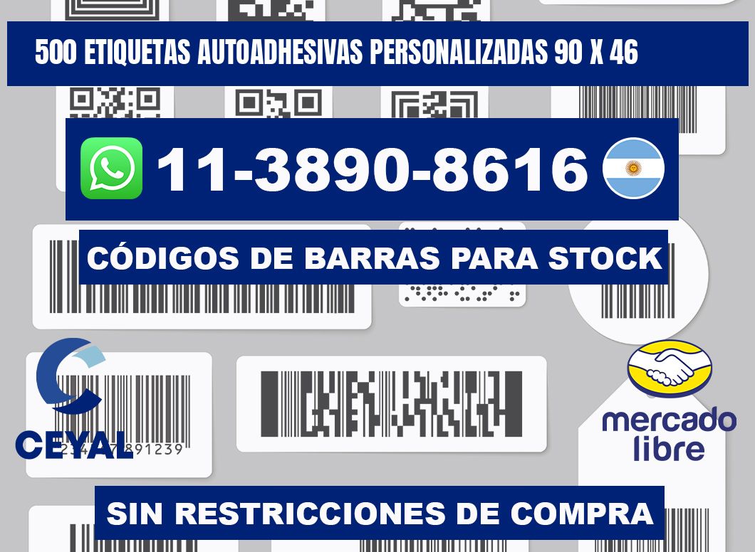 500 Etiquetas autoadhesivas personalizadas 90 x 46