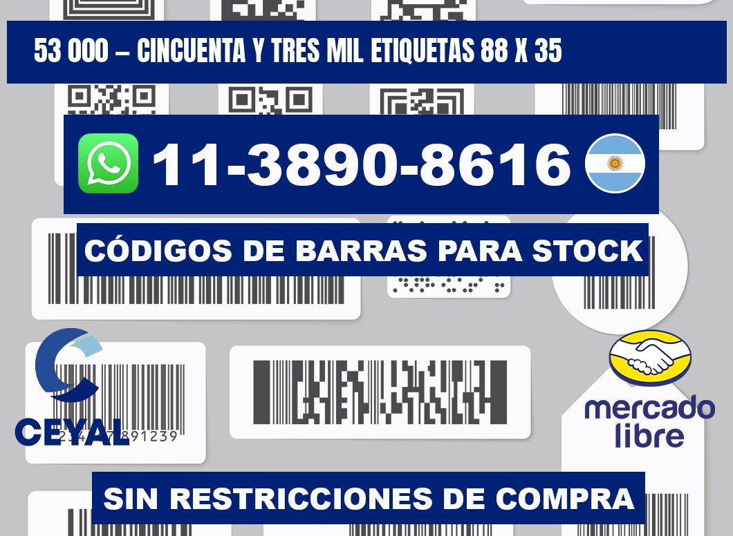 53 000 — cincuenta y tres mil etiquetas 88 x 35