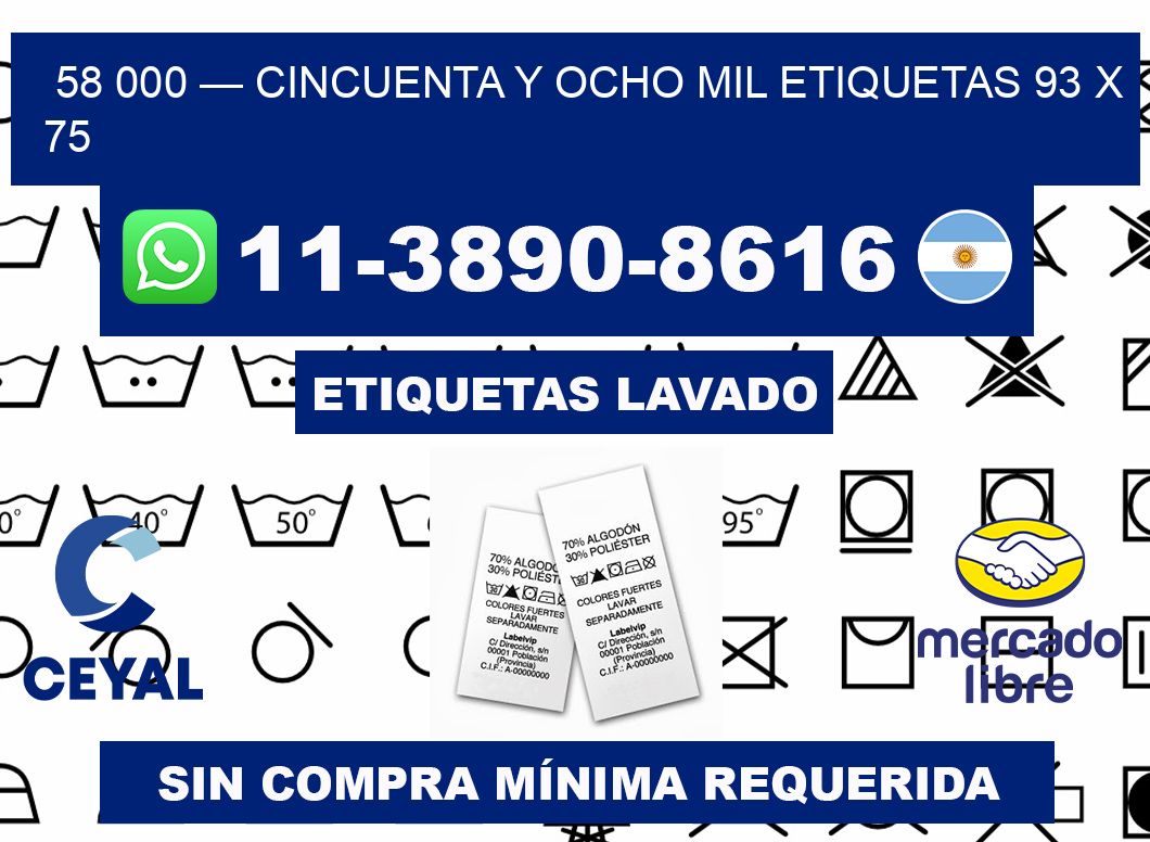 58 000 — cincuenta y ocho mil etiquetas 93 x 75