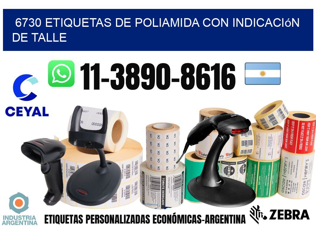 6730 Etiquetas de poliamida con indicación de talle