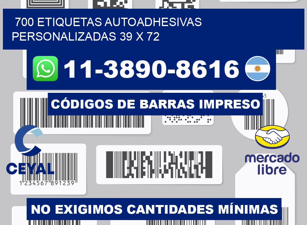 700 Etiquetas autoadhesivas personalizadas 39 x 72