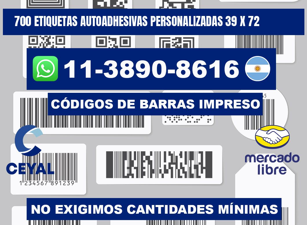 700 Etiquetas autoadhesivas personalizadas 39 x 72