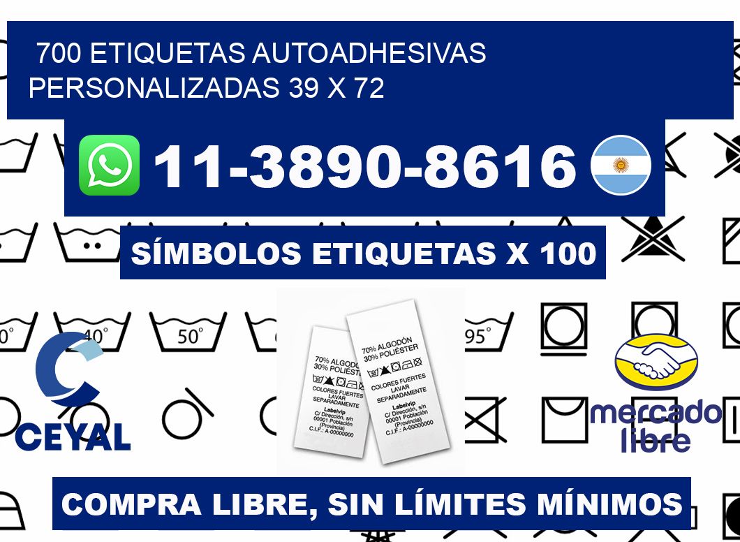 700 Etiquetas autoadhesivas personalizadas 39 x 72