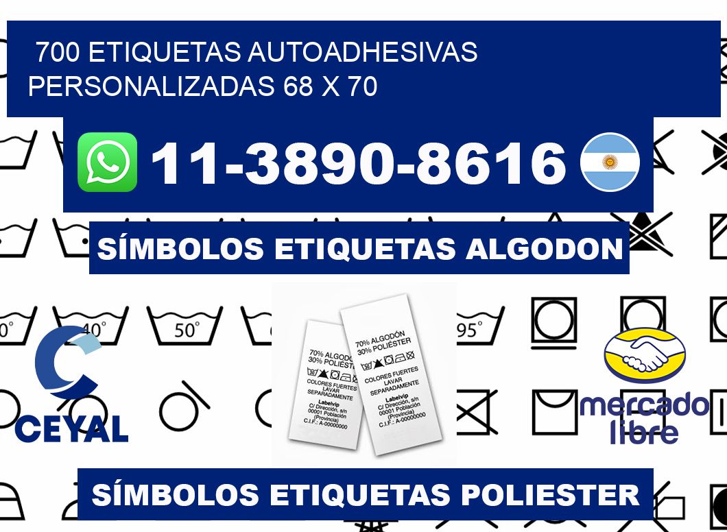 700 Etiquetas autoadhesivas personalizadas 68 x 70