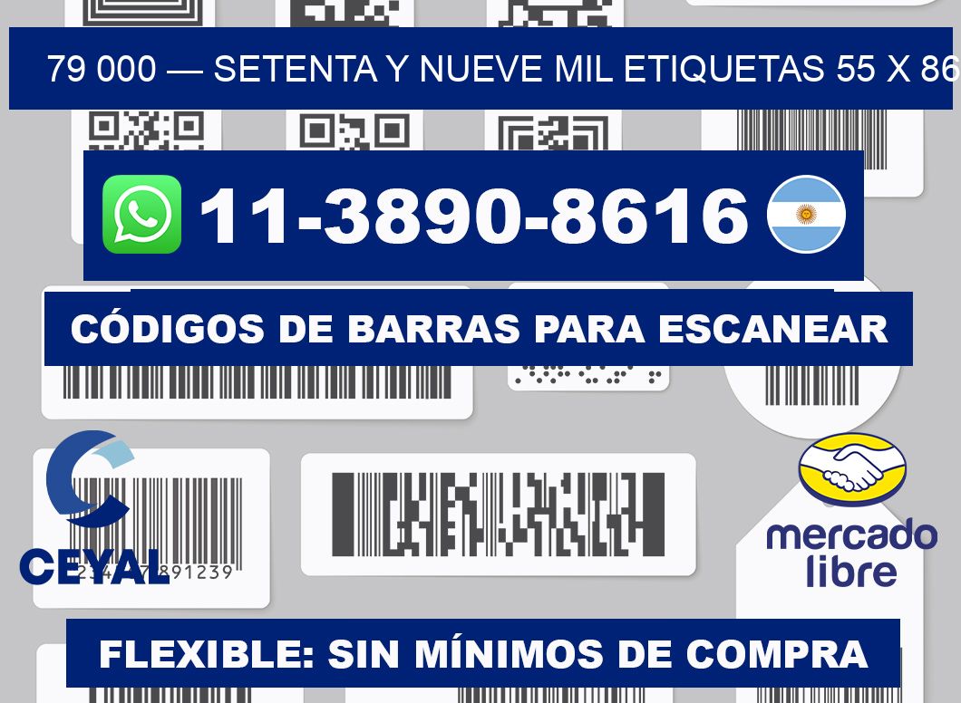 79 000 — setenta y nueve mil etiquetas 55 x 86
