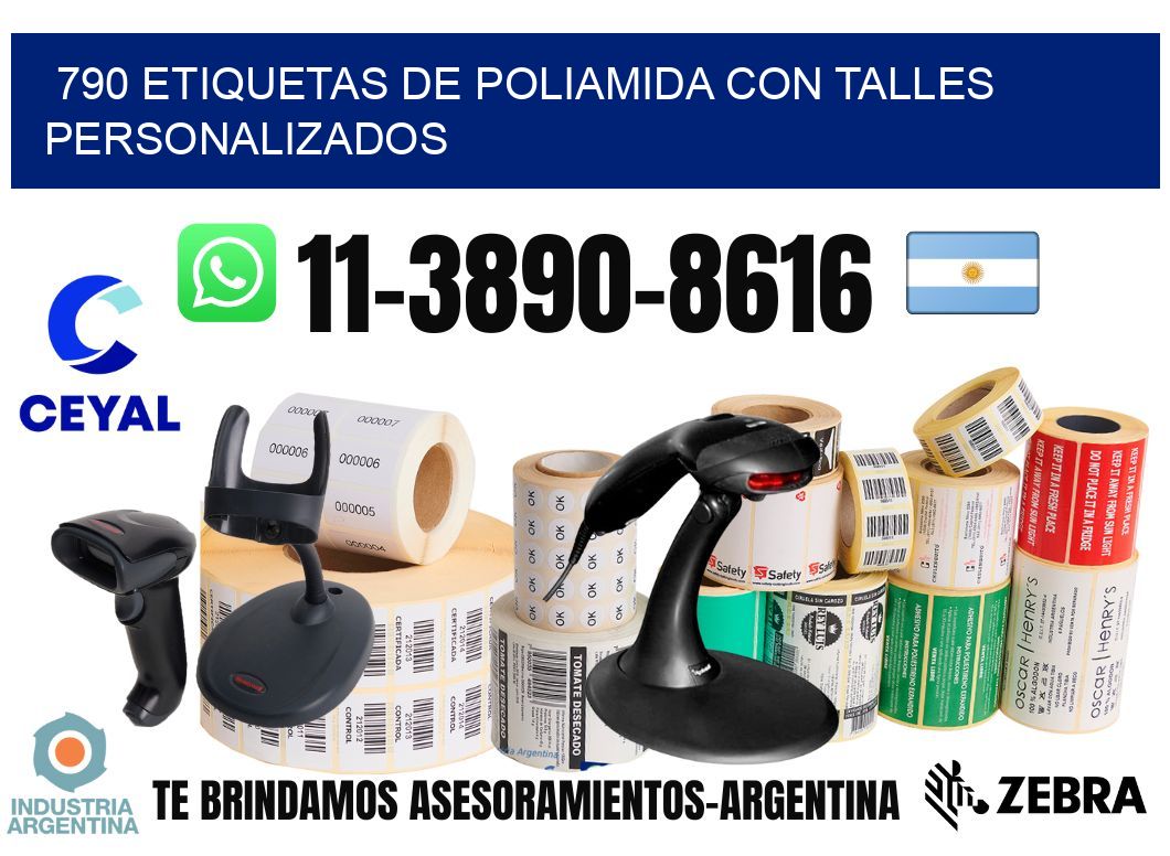790 Etiquetas de poliamida con talles personalizados