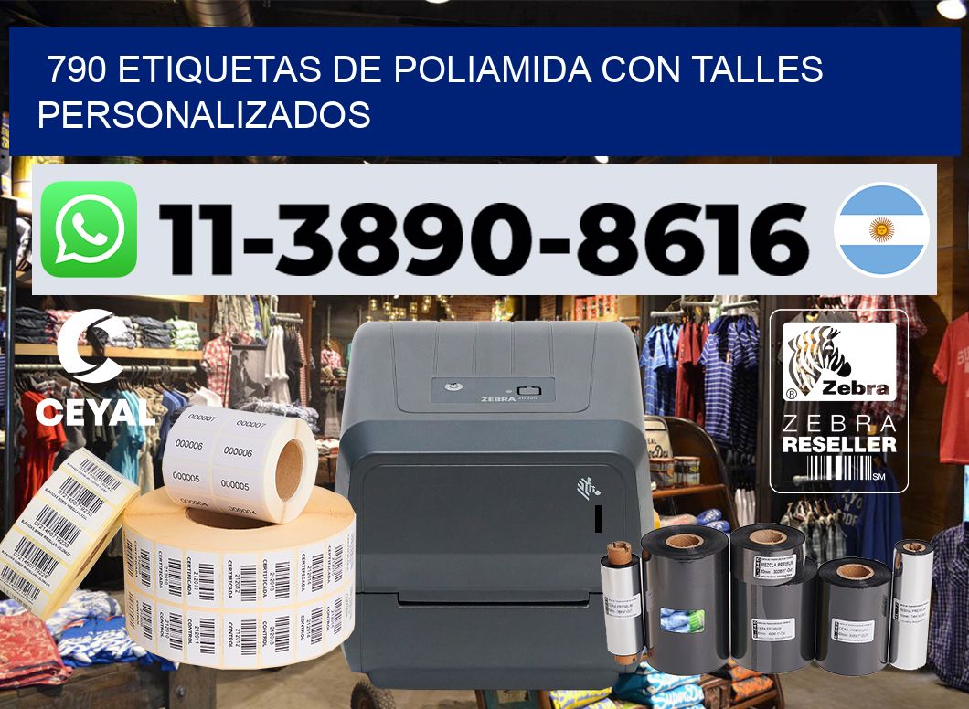 790 Etiquetas de poliamida con talles personalizados