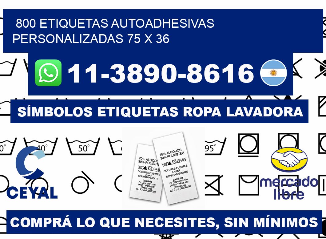 800 Etiquetas autoadhesivas personalizadas 75 x 36