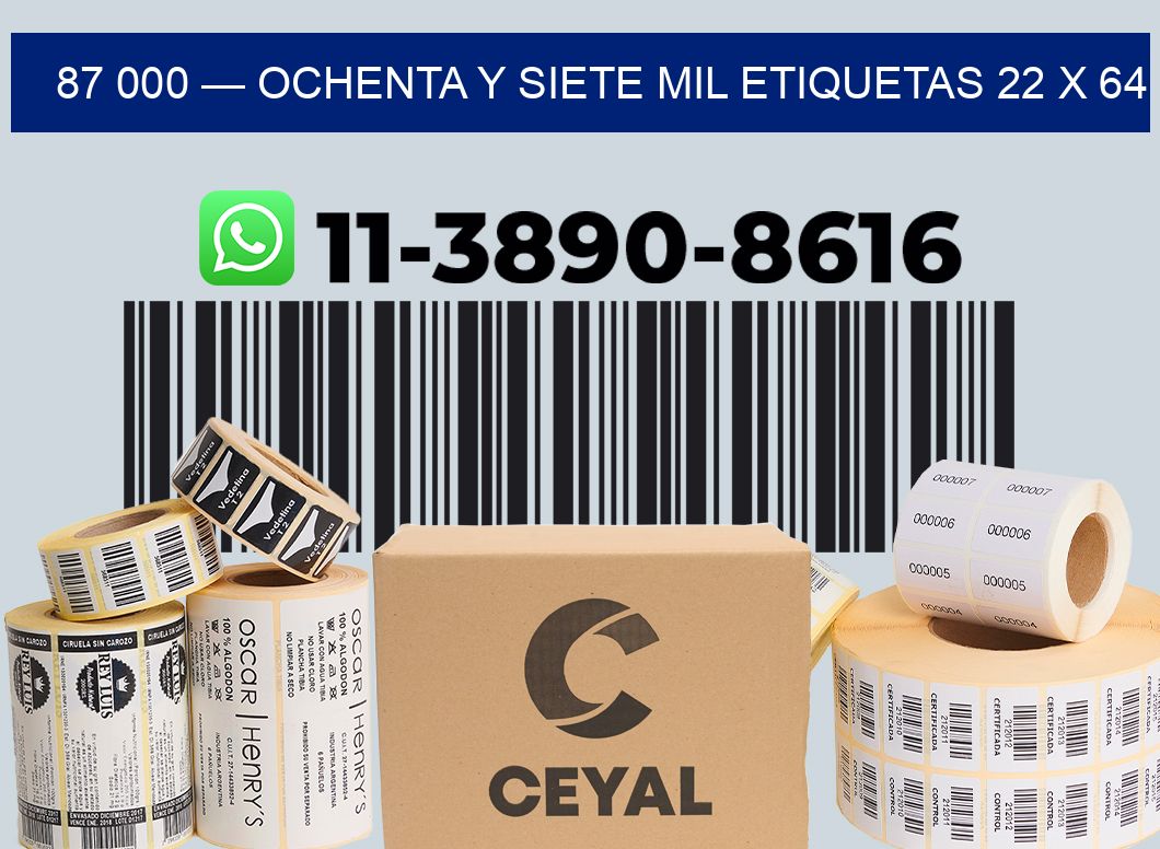 87 000 — ochenta y siete mil etiquetas 22 x 64